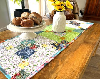 Pastel Floral Quilted Table Runner: Handmade Easter Decor