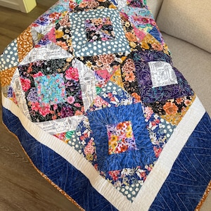 Striped Colourful Throw Quilt Handmade Diamond Design Decorative Bed Gift for Mom Boho Chic Bedspread Cozy Couch for Vibrant Home Decor