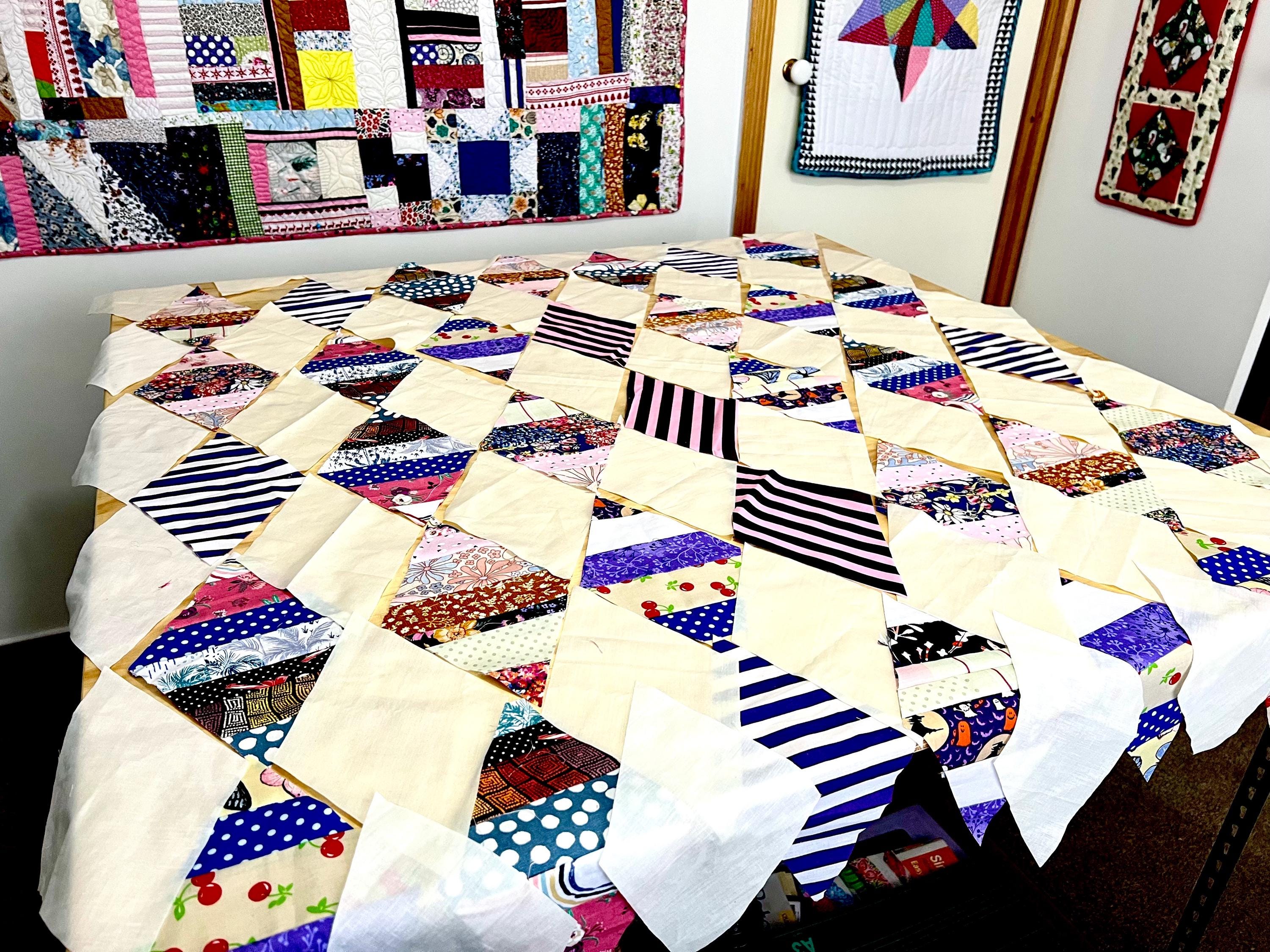 ハンドメイドパッチワークスクラップキルト：綿100％、63インチ×63