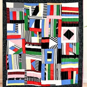 Fabric Wall Art Handmade Quilt Colorful Stripes Bold Shapes Folk Art Textile Abstract Wall Decor Quilters Bend Inspired Wall Home Decor