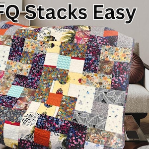 Stacks Quilt Pattern Easy Beginner Fat Quarter Friendly Easy Scrap Buster Big Blocks Pattern Full video tutorial step-by-step instructions
