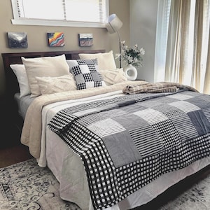 Gingham Quilt | Modern Patchwork, Throw & Queen Size Bed Quilt
