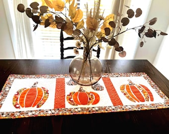 Tafelloper herfstpompoen appliqué: Halloween-oogstdecor