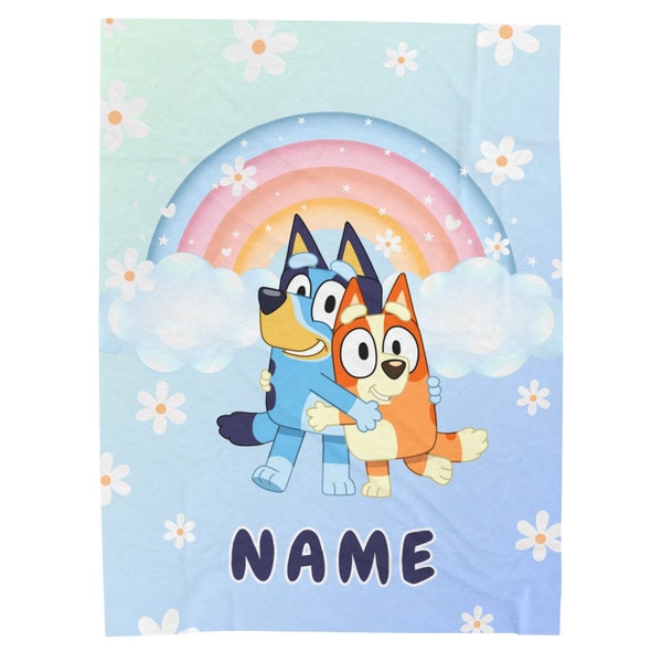 Bluey Blanket, Bluey and Bingo Fleece Blanket, custom Bluey Blanket, Kids Home Decor, Bluey Birthday, toddler blanket