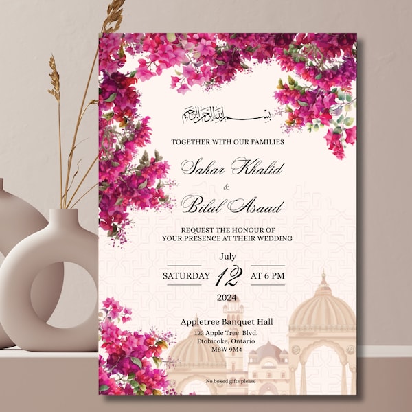 Muslim Wedding Invitation, Islamic wedding, Digital Nikaah Invite Muslim Wedding Invitation Card Editable Invitation Card, Muslim wedding