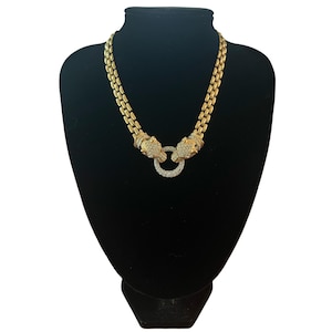 Vintage Attwood & Sawyer double panther choker, 80s designer costume jewellery