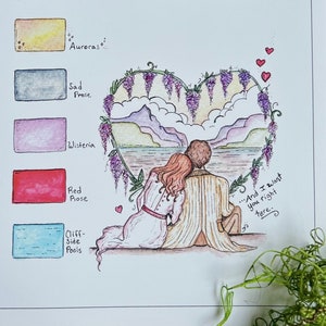 The Lakes Color Palette Watercolor Illustration 8x10 Print