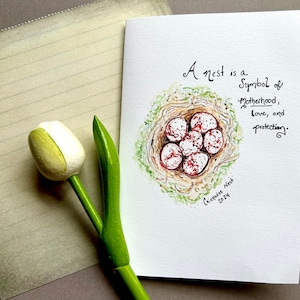 Chickadee Nest Muttertagskarte / original Aquarell Druck