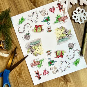 Confettis de Noël/illustrations de journal indésirable dans le fichier imprimable numérique Swiftie esthétique