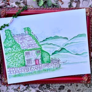 Ivy Stone Cottage Watercolor Print 8.5x11 Evermore Aesthetic