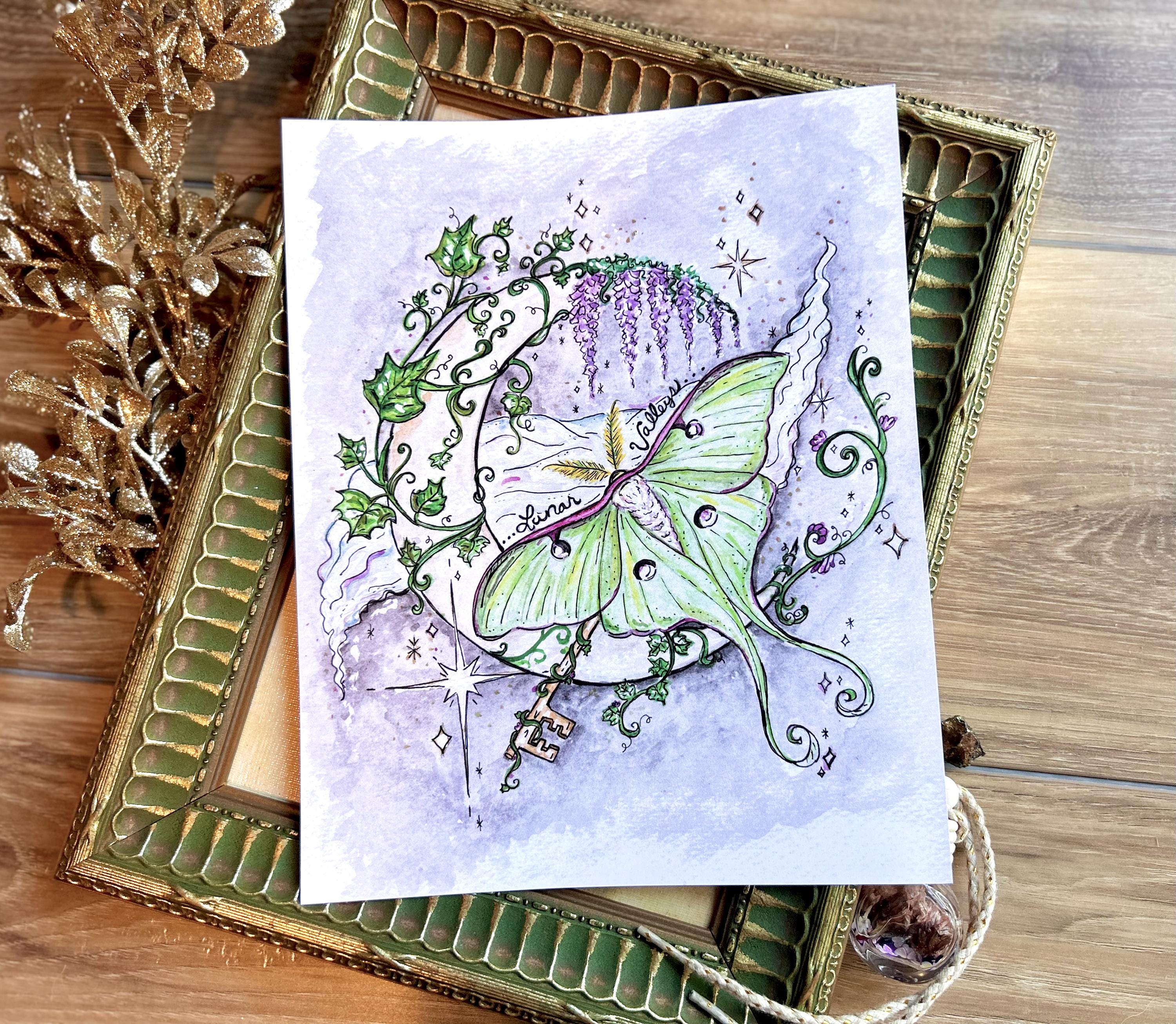Luna Moth in Lunar Valleys Illustration 8x10 Print - Etsy