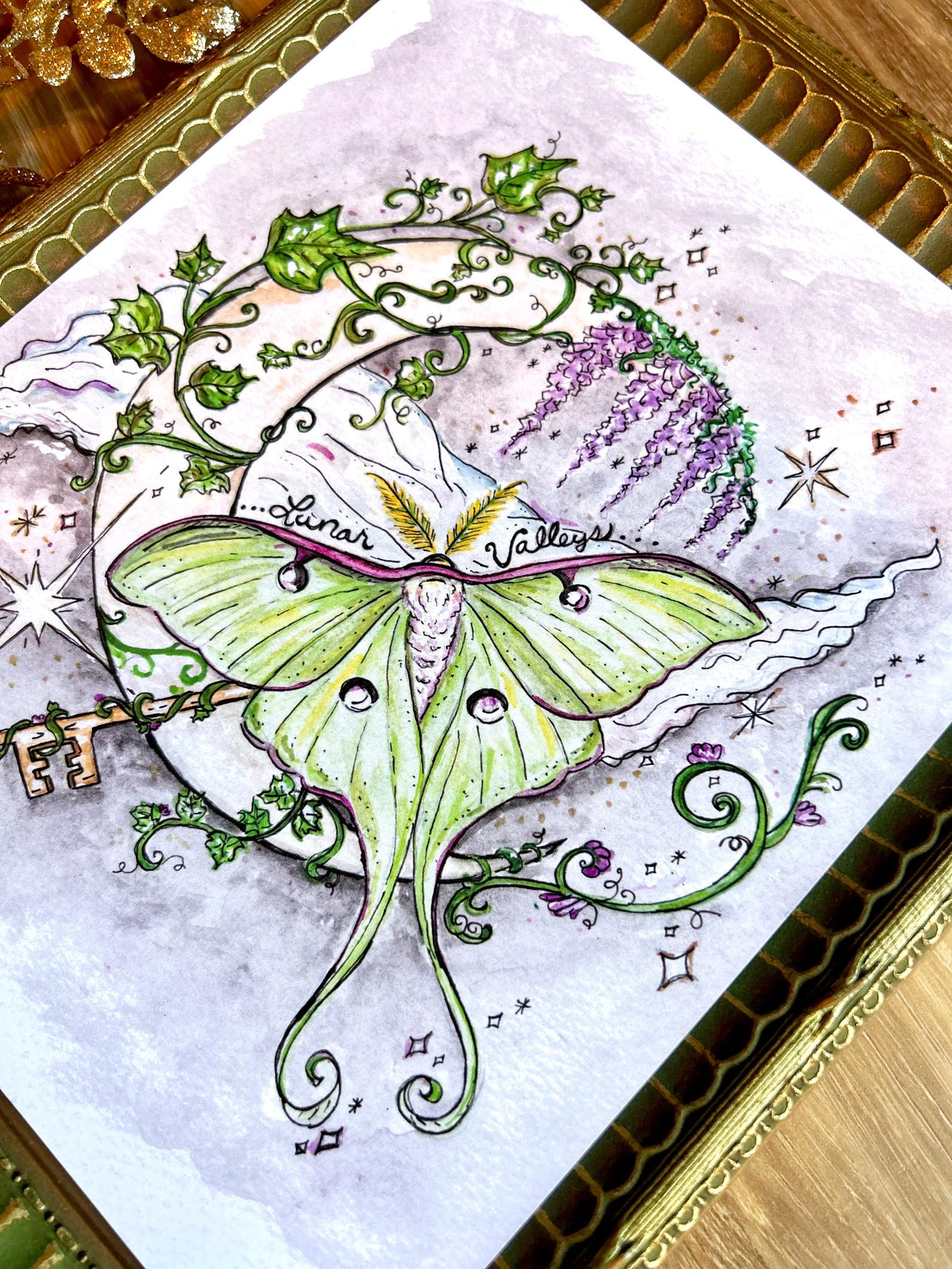 Luna Moth in Lunar Valleys Illustration 8x10 Print - Etsy