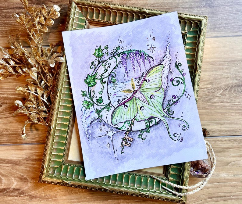 Luna Moth in Lunar Valleys Illustration 8x10 Print - Etsy