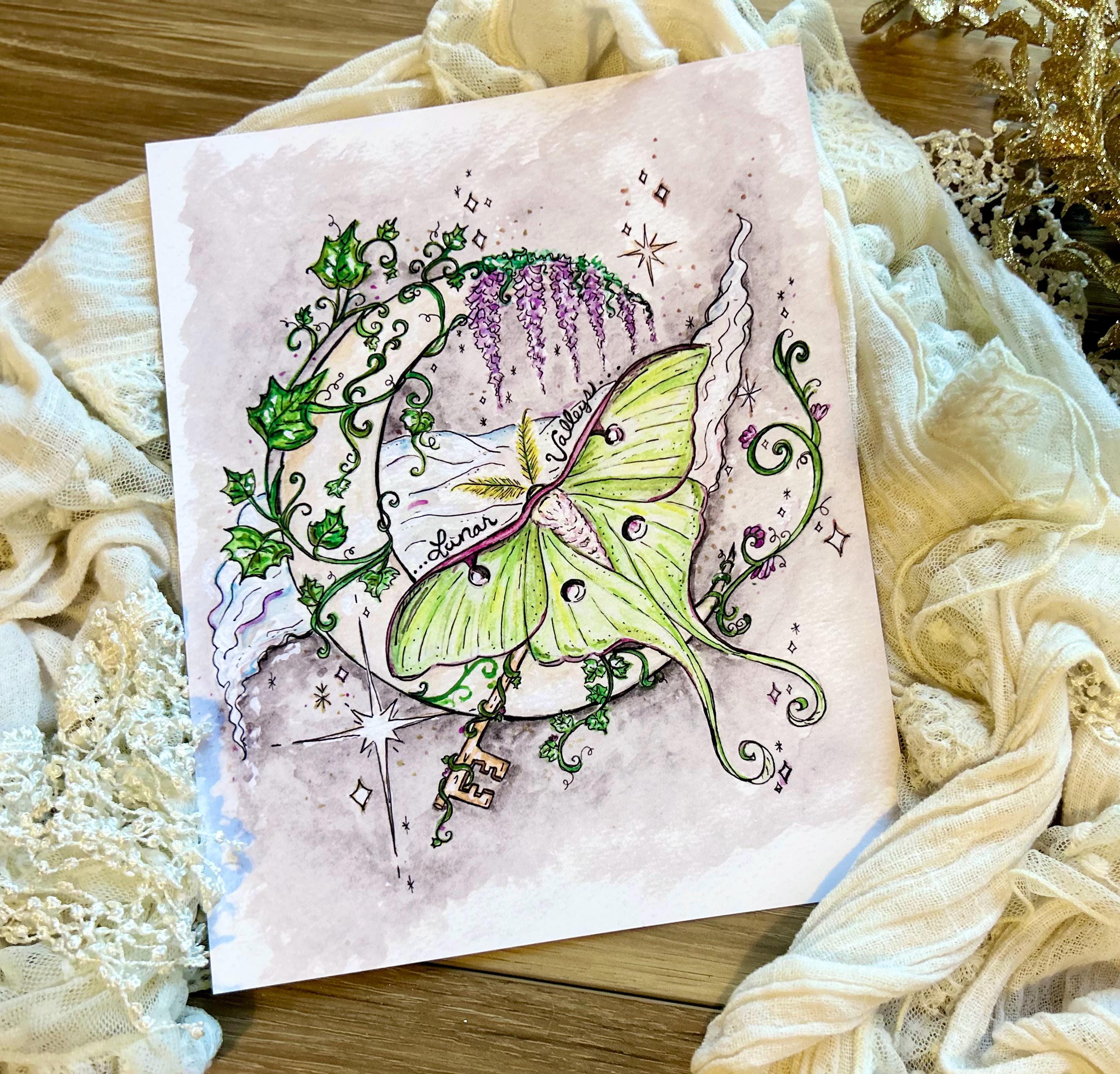 Luna Moth in Lunar Valleys Illustration 8x10 Print - Etsy