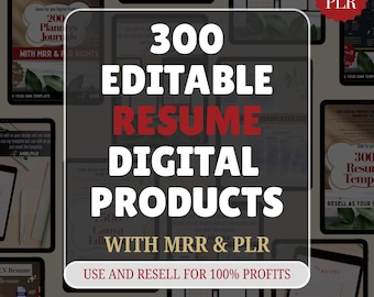 300+ Editable CV Resume Templates | Resell Rights | PLR MRR Bundle (Digital Products) | Resumes (A4)