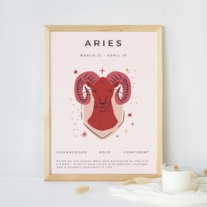 ARIES Wall Art Zodiac Poster Printable, Aries Art, Aries Wall Art, Aries Gifts, Astrology Art, Aries Horoscope Art Print DIGITAL DOWNLOAD