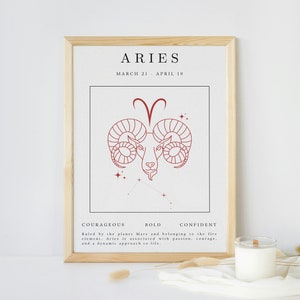 ARIES Wall Art Zodiac Poster Printable, Aries Art, Aries Wall Art, Aries Gifts, Astrology Art, Aries Horoscope Art Print DIGITAL DOWNLOAD