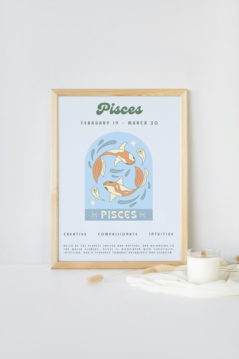 PISCES Wall Art Zodiac Poster Printable, Pisces Art, Pisces Wall Art ...