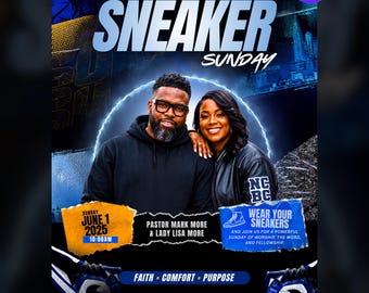 Sneaker Sunday Church Flyer | Youth Day Event, Editable Canva (Digital Download)