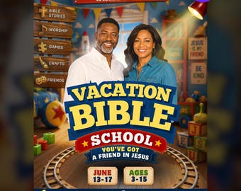 Vacation Bible School Flyer | Editable Canva Template | VBS Flyer | Church Event Program | Kids Ministry | Instant Download