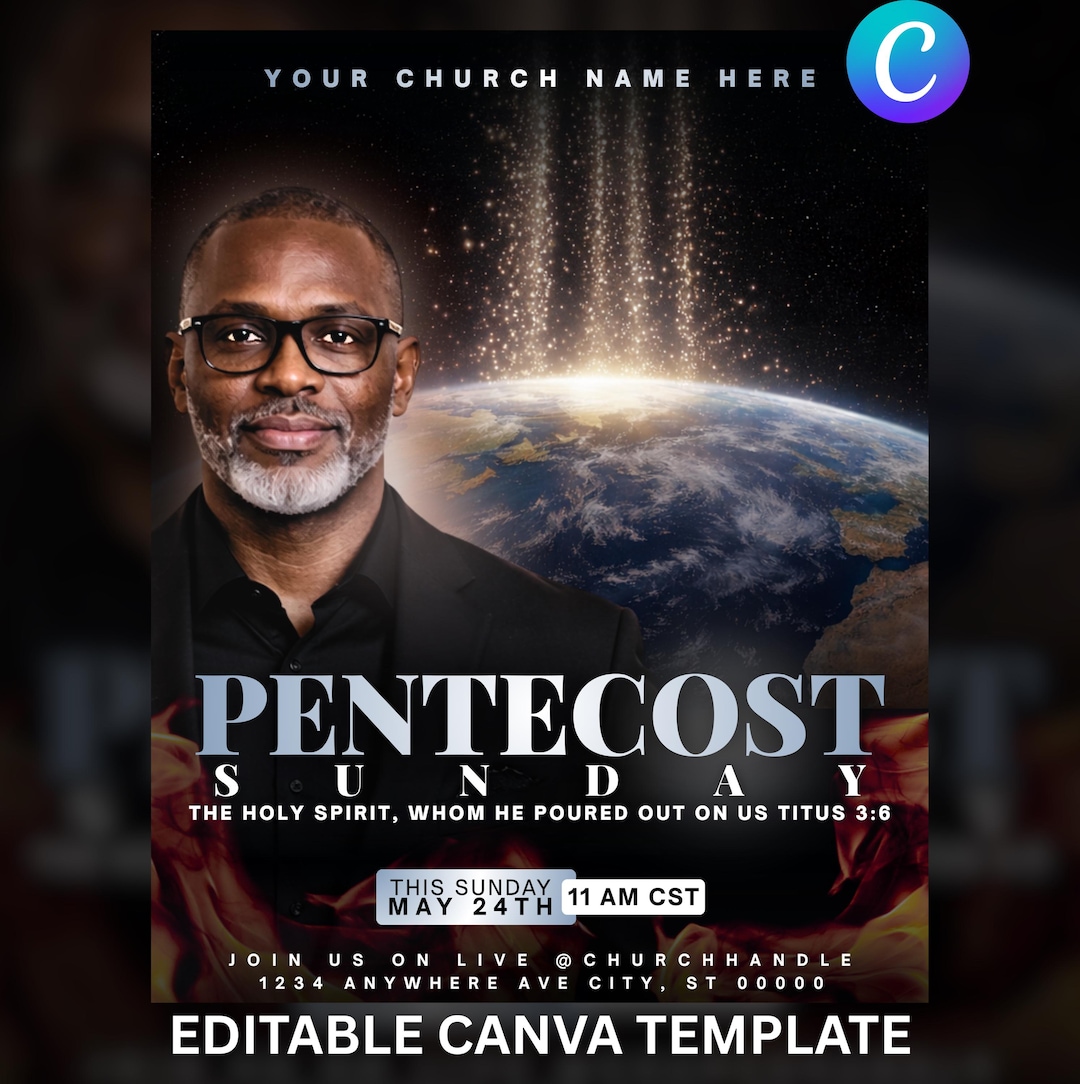 Pentecost Sunday Church Flyer | Editable Canva Template | Day of ...
