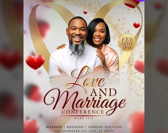 Love & Marriage Conference Church Flyer Template | Valentine Church Event | Editable Canva Design