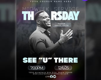 Midweek Church Flyer Template | Editable Canva Design (Digital Download)