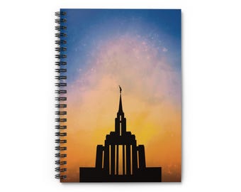 Oquirrh Mountain Temple Spiritual Study Journal - LDS Temple, Spiritual Notebook, Baptism Gift, Sister Missionary - Ruled Spiral Notebook