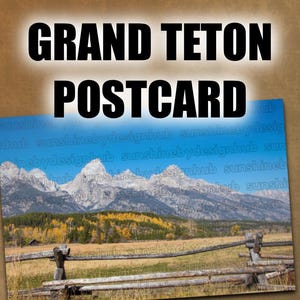 Grand Teton Photo Digital Postcard – Souvenir di viaggio Fotografia del paesaggio montano del Grand Teton National Park