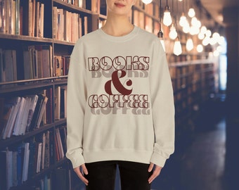 Sudadera de libros y café, artículos para amantes de los libros, regalo para el lector, sudadera para el club de lectura