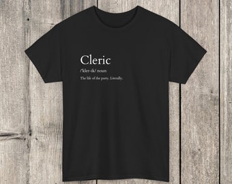 Cleric Cotton T-shirt, dnd, dungeons and dragons, d&d class