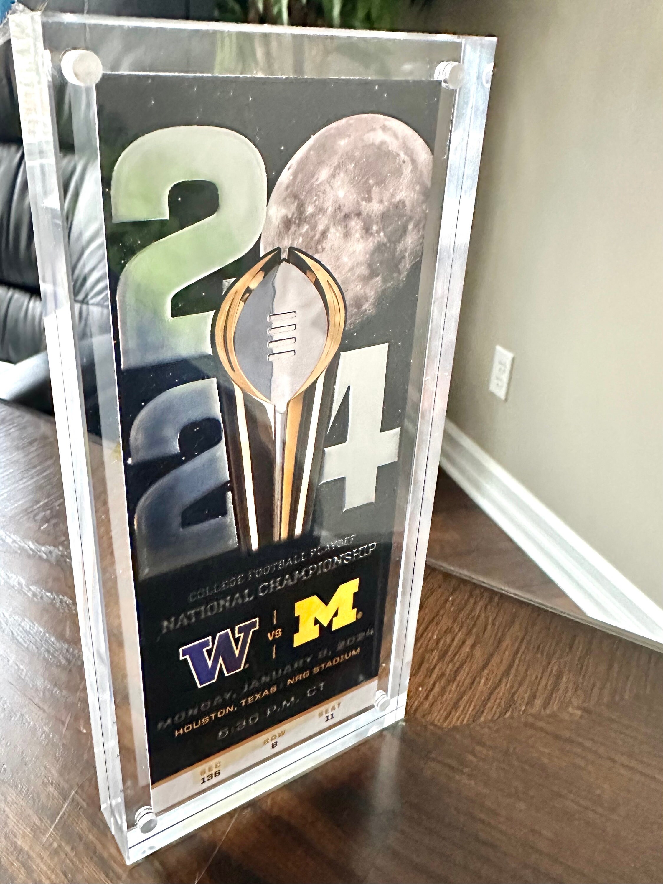 2024 CFP National Championship Ticket Stub and Acrylic Showcase Etsy