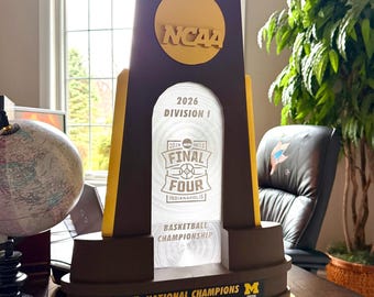 ACTUAL SIZE Michigan Wolverines National Championship Trophy Replica – 24” NCAA Basketball Championship Trophy – March Madness Trophy