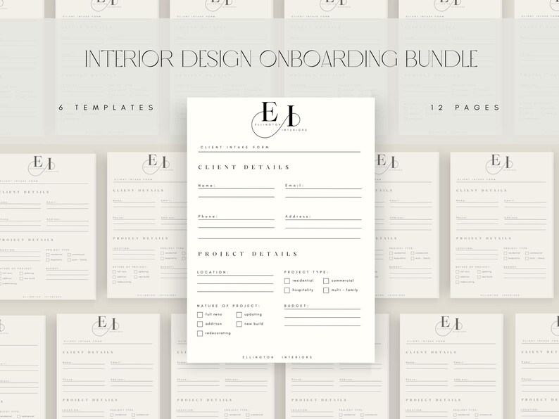 Interior Design Onboarding Bundle Design Templates Interior Design ...