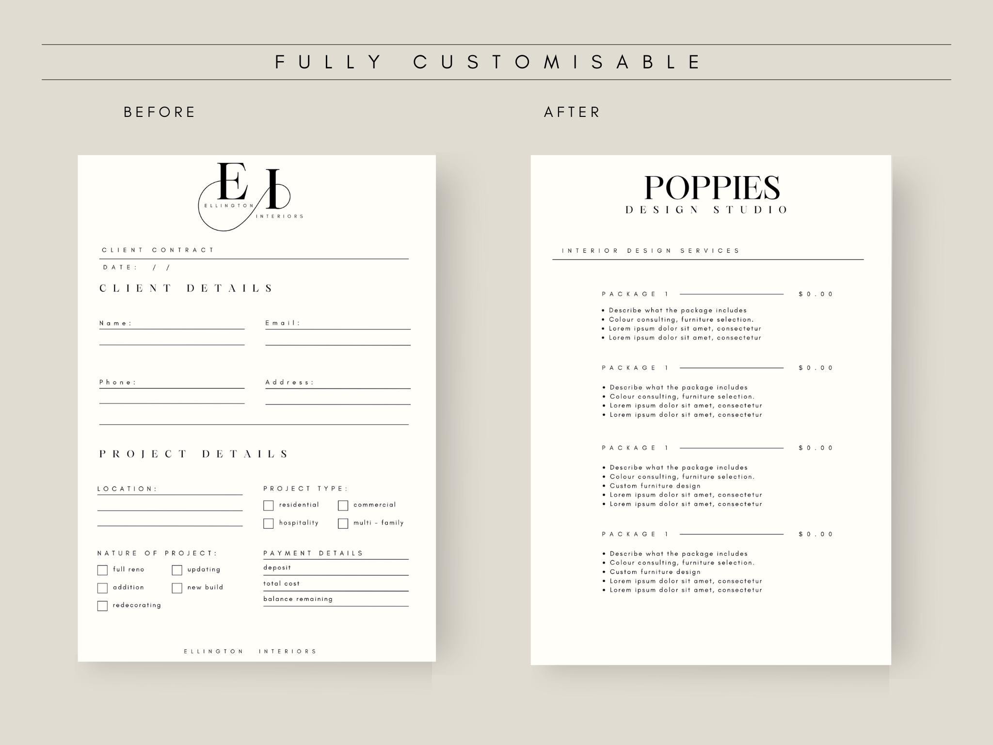 Interior Design Price List Template Small Business Pricing Sheet Design 