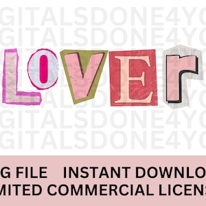 Scrapbook LOVER Letters, archivo PNG, Frase recortada de revista digital, Cartas de notas de rescate, Años 90, Lover Era, Burn Book