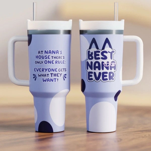 Best Nana Ever Tumbler 40oz, Blue Best Grammy Tumbler, Gift Ideal for Bluey Loving Kids & Parents, Mother's Day Gift For Her