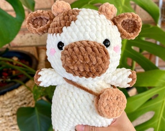 Modèle de crochet en peluche de vache | Modèle de vache | Bébé vache Amigurumi PDF | Animaux au crochet | Patron Crochet Amigurumi |