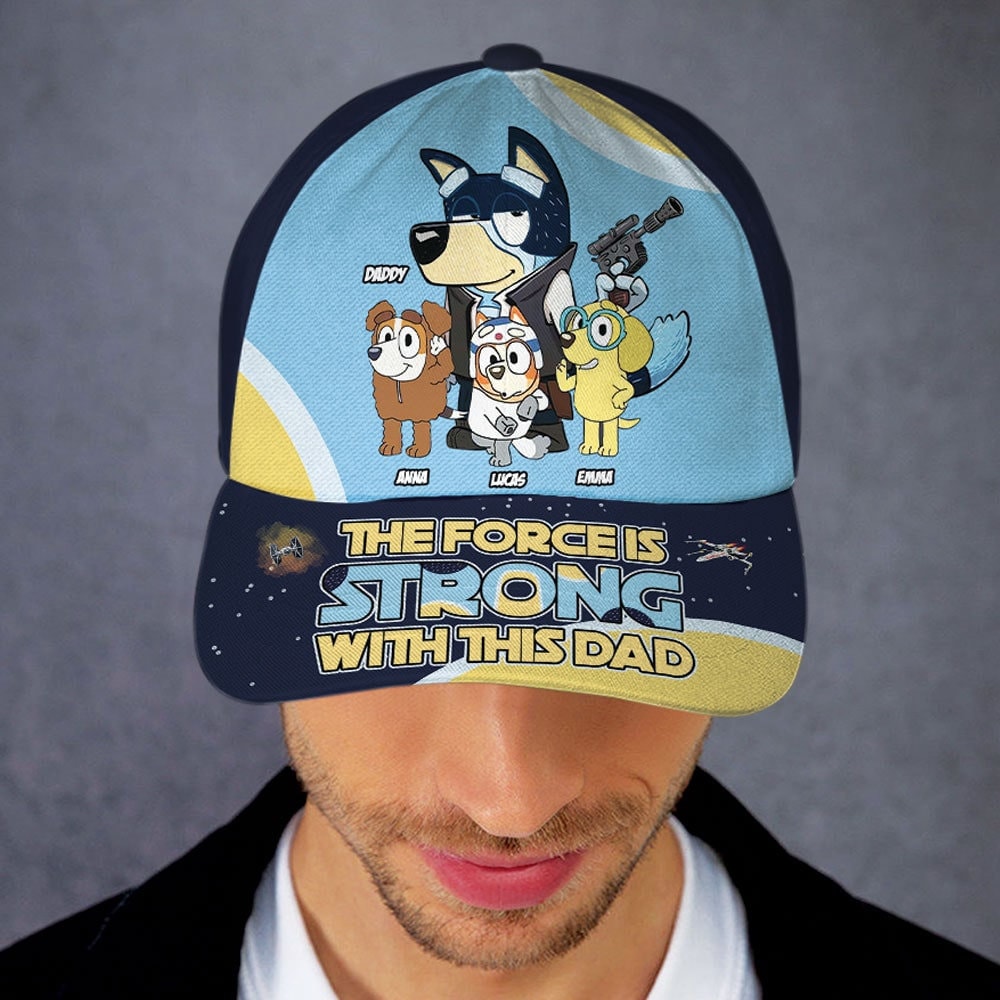 Discover Personalized Name Best Dad Ever Father's Day BlueyDad Baseball Cap AOP, Gift For Father