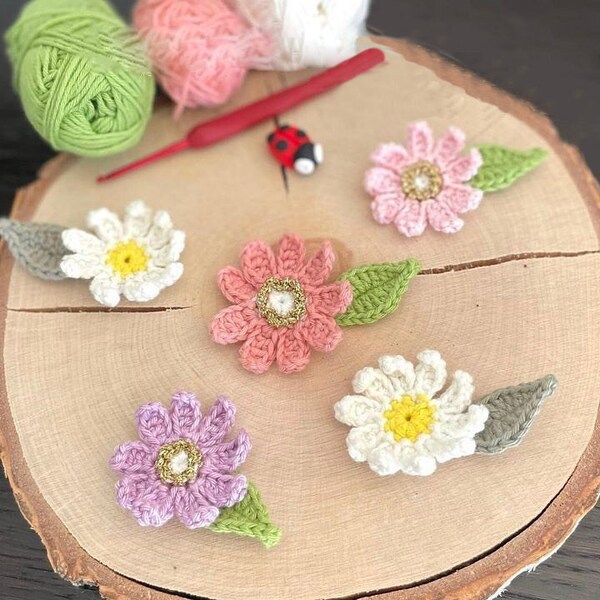 Peties fleurs - little flowers, Easy Crochet Flower Pattern, crochet flower pattern, PDF pattern, crochet pattern for beginner