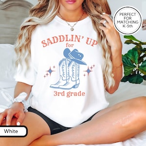 Custom Western Theme Third Grade Teacher Shirt Comfort Colors Cowgirl Teacher Tee 3rd Grade, Back to School 3rd Grade Level Matching Tshirt