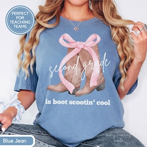 Custom Western Theme Second Grade Teacher Shirt Comfort Colors Cowgirl Teacher Tee 2nd Grade, Back to School 2nd Grade Level Matching Tshirt