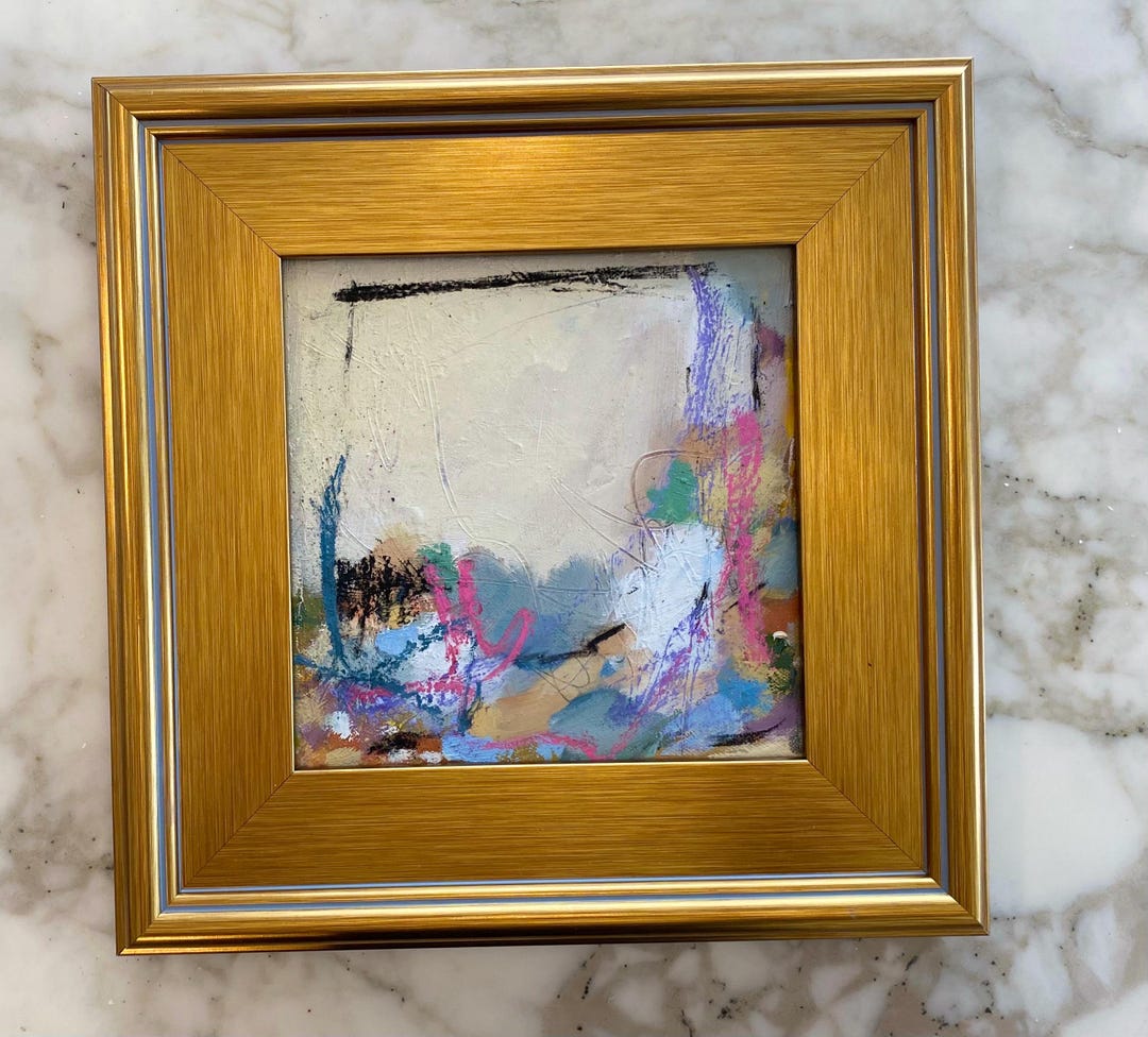 Original Abstract Oil Painting on Canvas, Plein Air Gold Frame. - Etsy