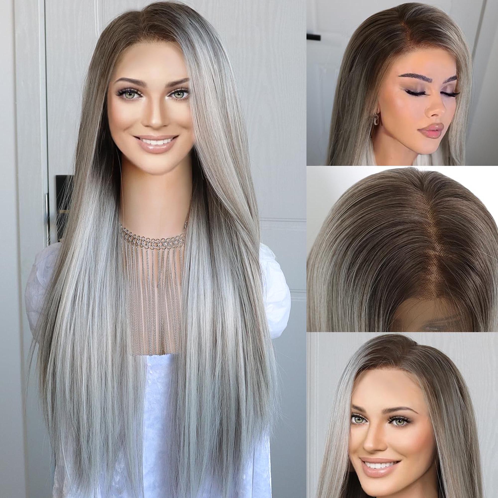 Gray Ash Blonde Lace Front Wig Amazon.com : Ash Blonde Wig Human Hair, 13x6 Lace Front Wigs  main image 2