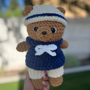 Teddy Bear in Sailor Costume Crochet Plushie | Sailor Teddy | Crochet Sailor Teddy | Crochet Teddy with removable outfit | Ternurines Osito