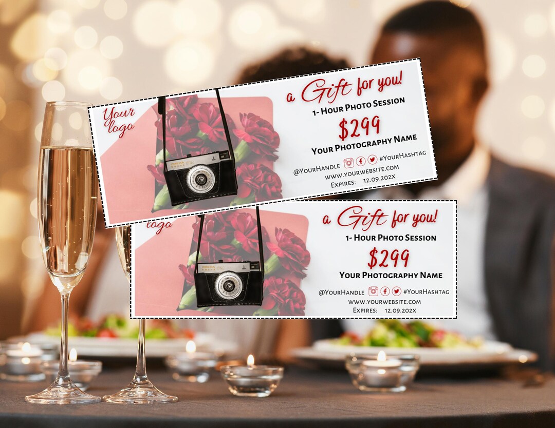 Printable Valentine's Day Photography Gift Coupons, Customizable Gift ...