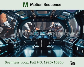 Animated Background, Futuristic spaceship view, Sci-fi city, Seamless Video Loop, Twitch Overlays Transition Video Animated Stream Vtuber
