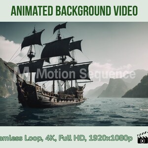 Altes Segelschiff animierter Hintergrund: Tropische Insel Video Loop (Digitaler Download)