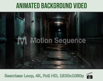 Animated Background, Abandoned corridor, Old shabby walls, Dark interior Seamless Video Loop, Twitch Ytuber Video Animated Stream