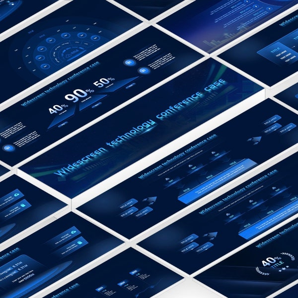 Blue Tech Data Visualization Template - Modern Presentation Design, 31 Pages, Widescreen Format